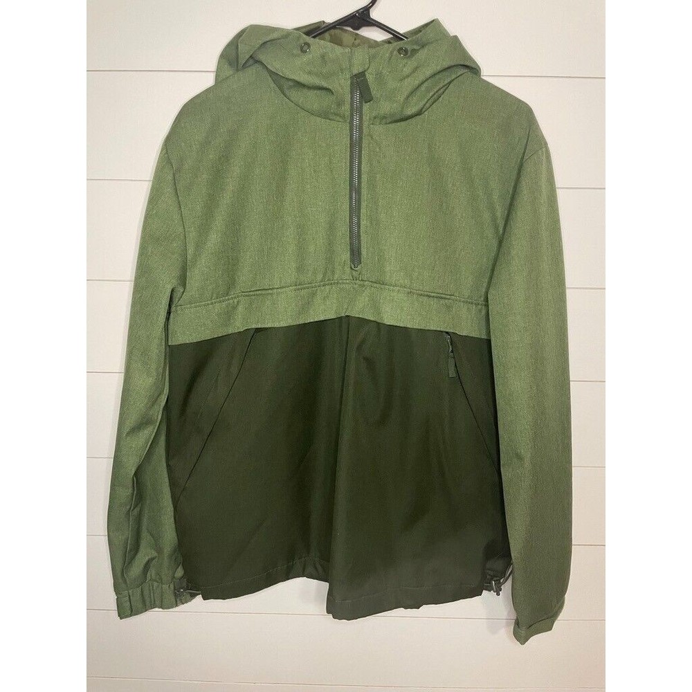 DIP Unisex Color Block Green Pullover Hooded Rain Jacket Wind Breaker Sz. Medium